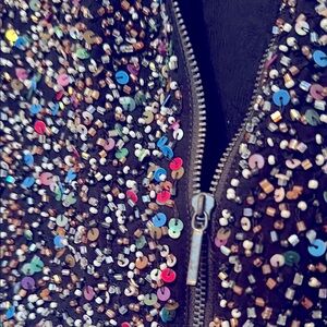 Zara Black Multicolor Bomber Jacket with zipper